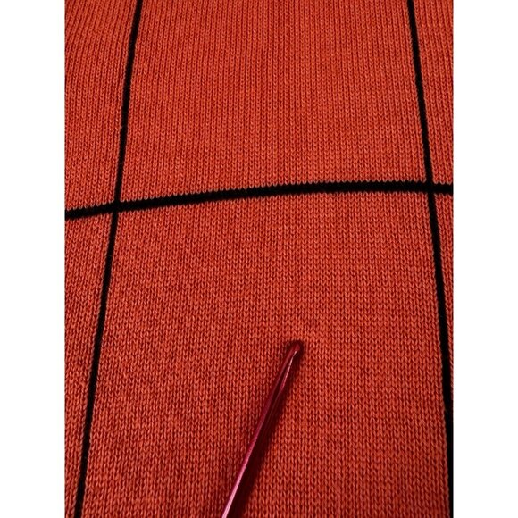 Dressbarn L Orange Black Window Pane Plaid Cardigan Cami Sweater Knit Layered - Picture 15 of 16